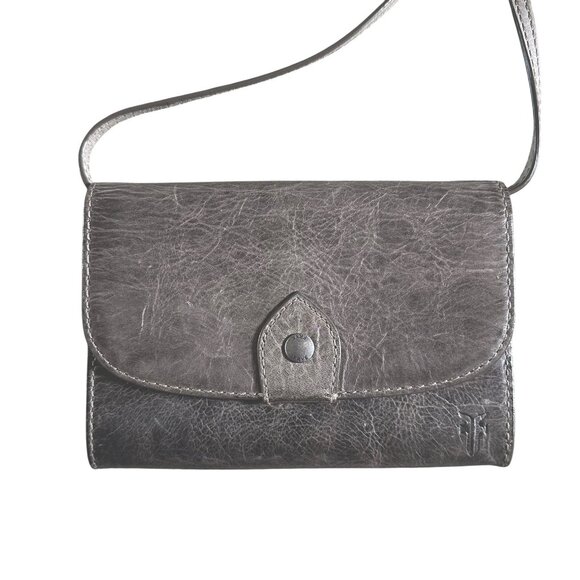 Frye Melissa Ice Gray Clutch Crossbody Versatile Leather Shoulder Bag Western - Picture 3 of 9